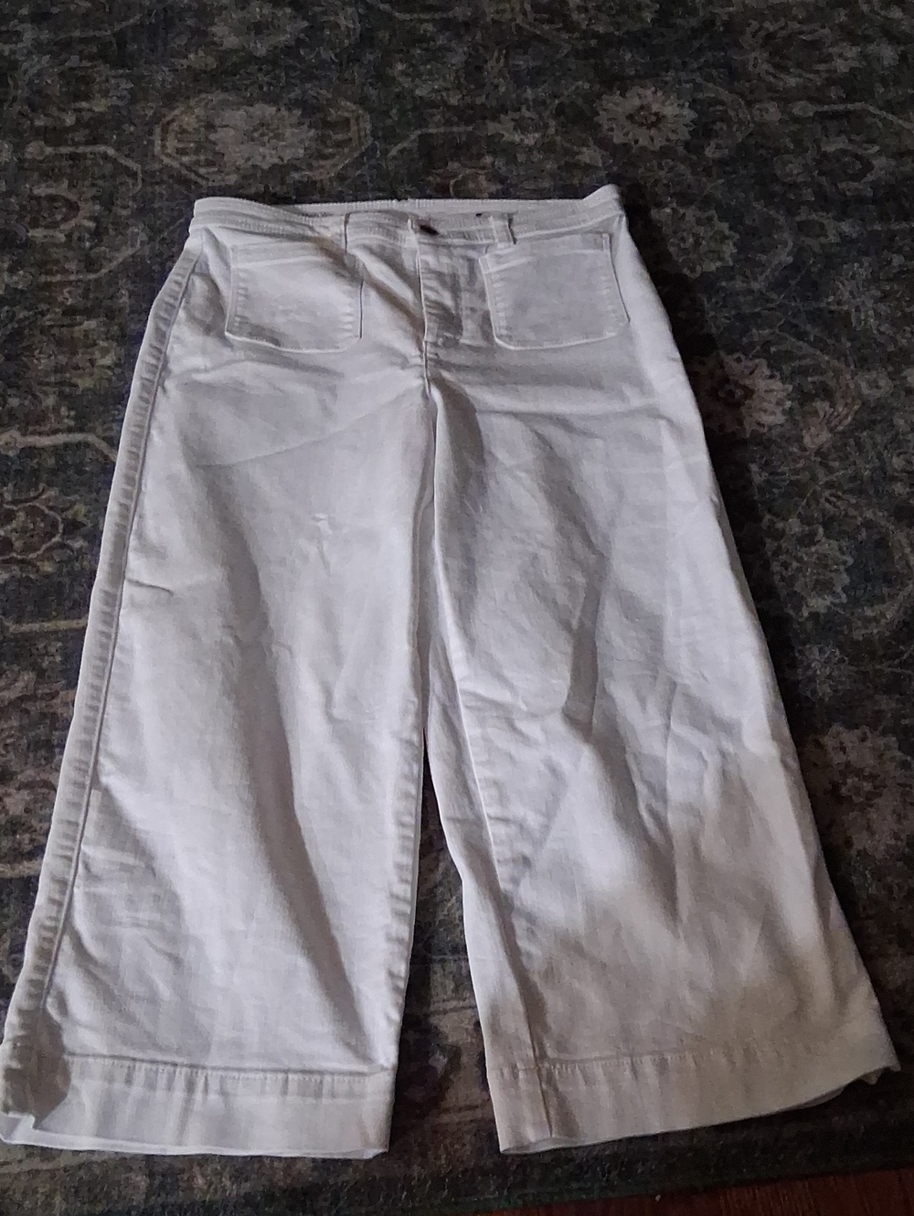 Talbots White Wide-Leg Crop Pants